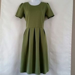 LulaRoe Olive Green Amelia Dress L